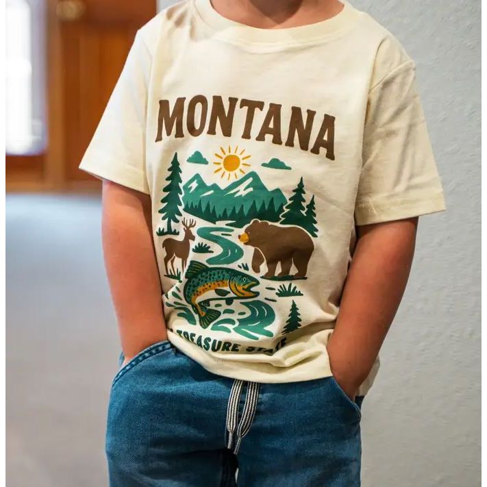 The Montana Scene- Montana Treasure State Toddler Tee - Natural Tops &amp; Bottoms The Montana Scene