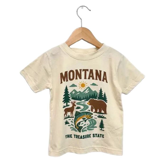 The Montana Scene- Montana Treasure State Toddler Tee - Natural Tops &amp; Bottoms The Montana Scene
