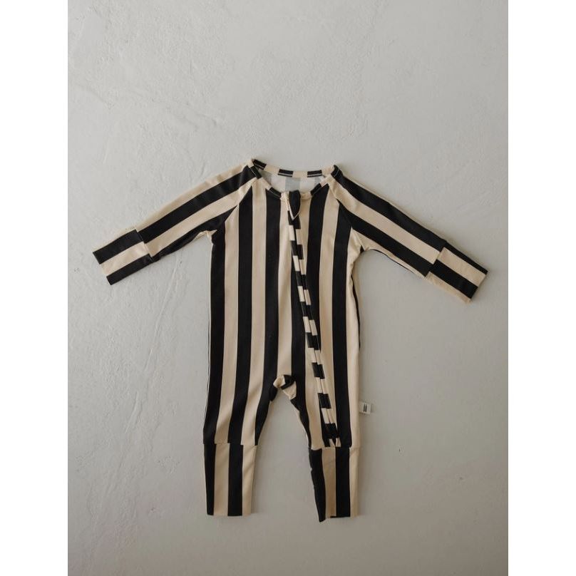 Forever French Bamboo Zip Pajamas - Midnight Stripe Romper Forever French Baby
