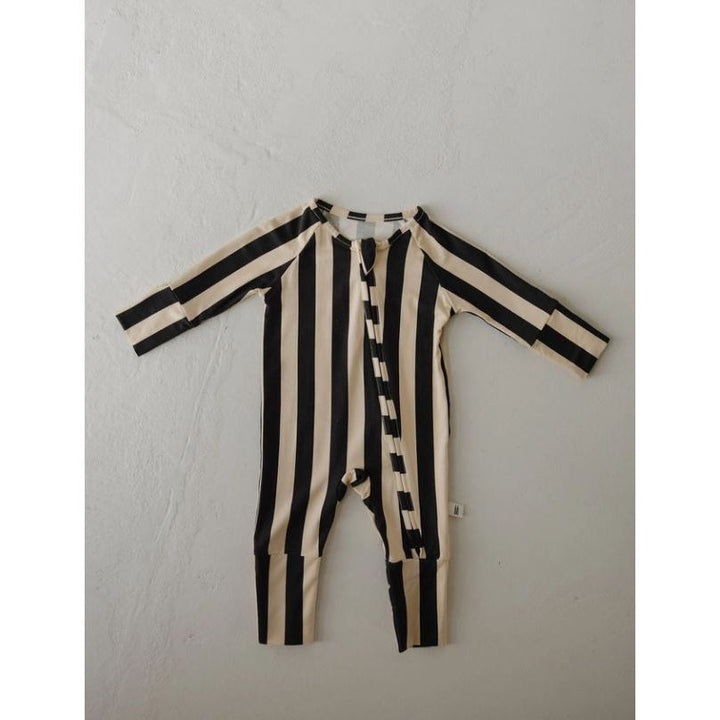 Forever French Bamboo Zip Pajamas - Midnight Stripe Romper Forever French Baby