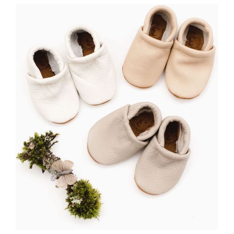 Starry Knight Neutrals Leather Loafers Infant Baby Booties - Milk Baby &amp; Toddler Shoes Starry Knight Designs