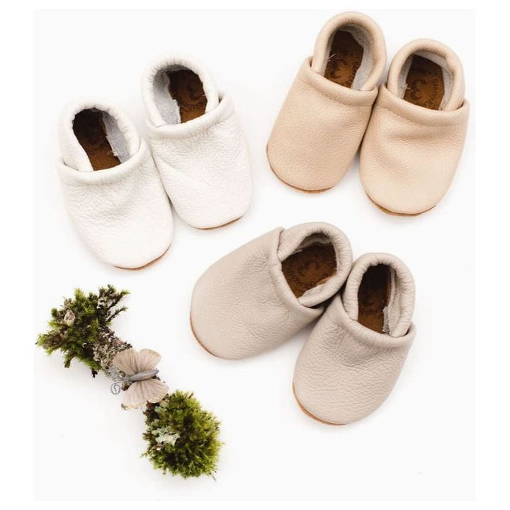 Starry Knight Neutrals Leather Loafers Infant Baby Booties - Milk Baby &amp; Toddler Shoes Starry Knight Designs