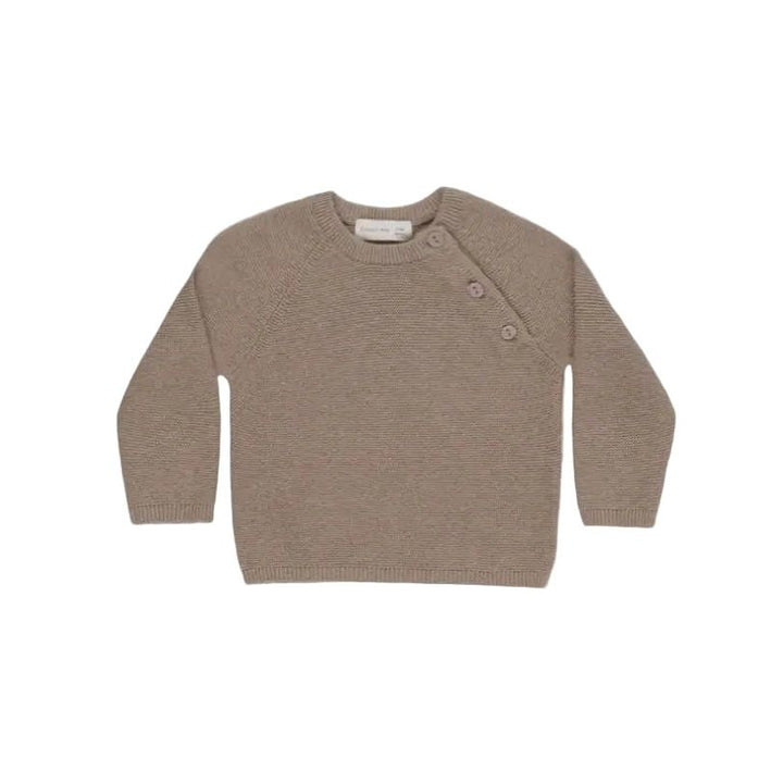 Quincy Mae Essentials Bailey Knit Sweater Heathered Mocha Tops &amp; Bottoms Quincy Mae