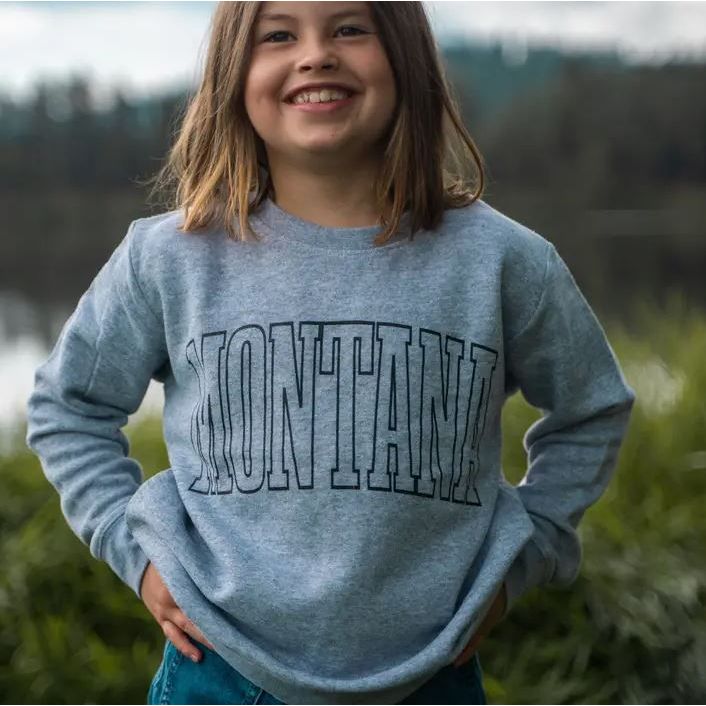 The Montana Scene- Montana Kids Sweatshirt - Heather Grey Tops &amp; Bottoms The Montana Scene