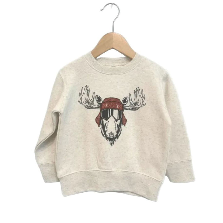 The Montana Scene- Eh Moose Toddler Fleece - Heather Natural Tops &amp; Bottoms The Montana Scene