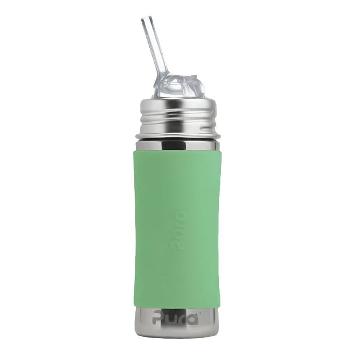 Pura Non Insulated Kiddo Straw Cup w/ Sleeve Bottles &amp; Sippies Pura Stainless Moss