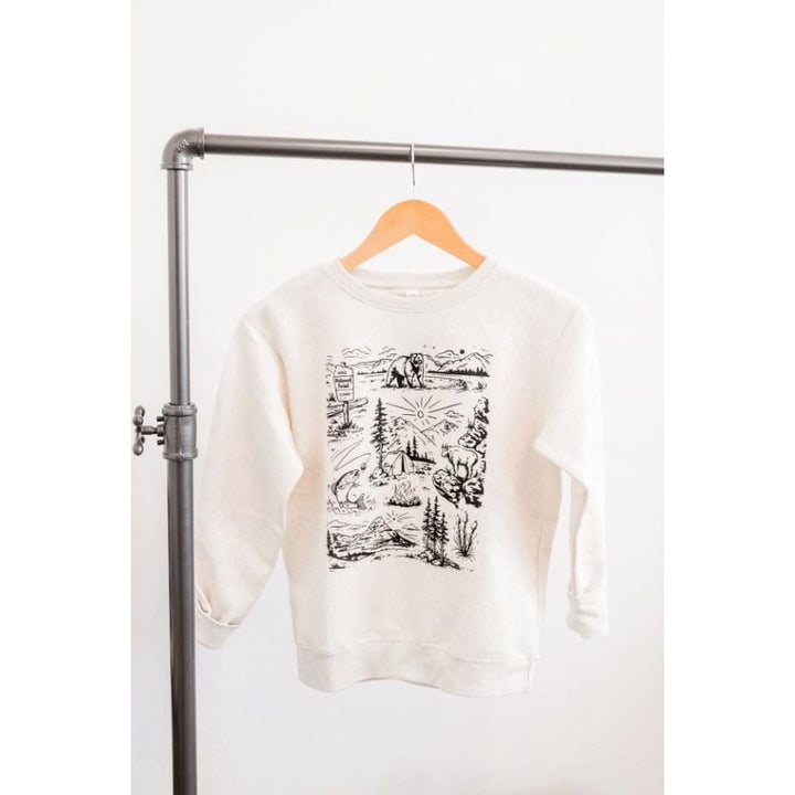The Montana Scene- National Forest Kids Sweatshirt- Natural Heather Tops &amp; Bottoms The Montana Scene