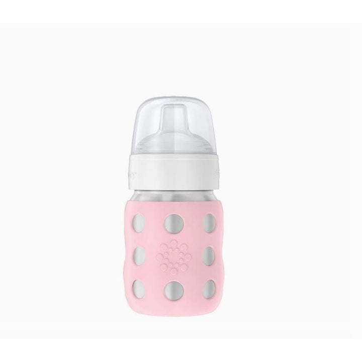 Lifefactory 8oz Stainless Steel Baby Bottle with Soft Silicone Sippy Spout Bottles &amp; Sippies Lifefactory Desert Rose