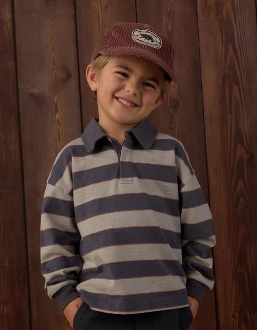 Rylee + Cru Rugby Polo Sage Stripe