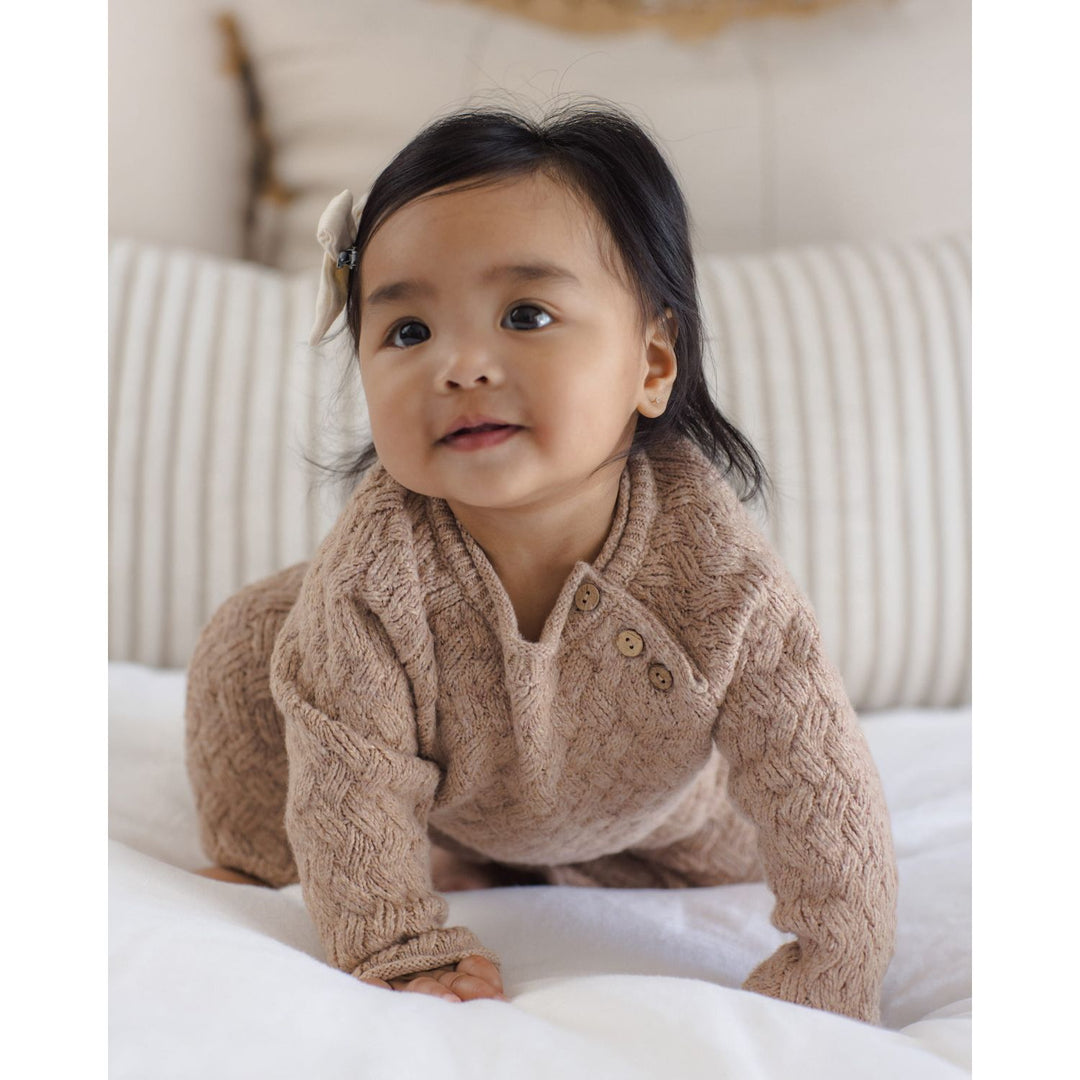 Quincy Mae Knit Sweater Heathered Almond Tops &amp; Bottoms Quincy Mae