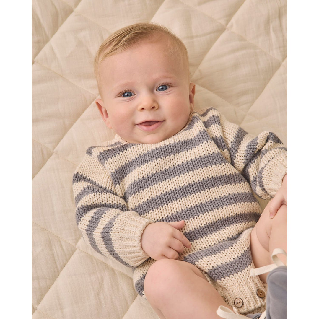 Quincy Mae Rex Romper - Slate Stripe Romper Quincy Mae