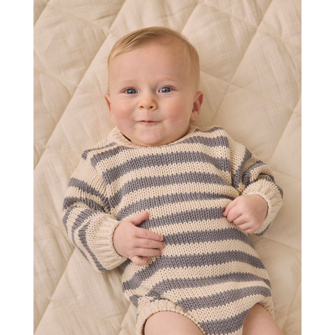 Quincy Mae Rex Romper - Slate Stripe Romper Quincy Mae