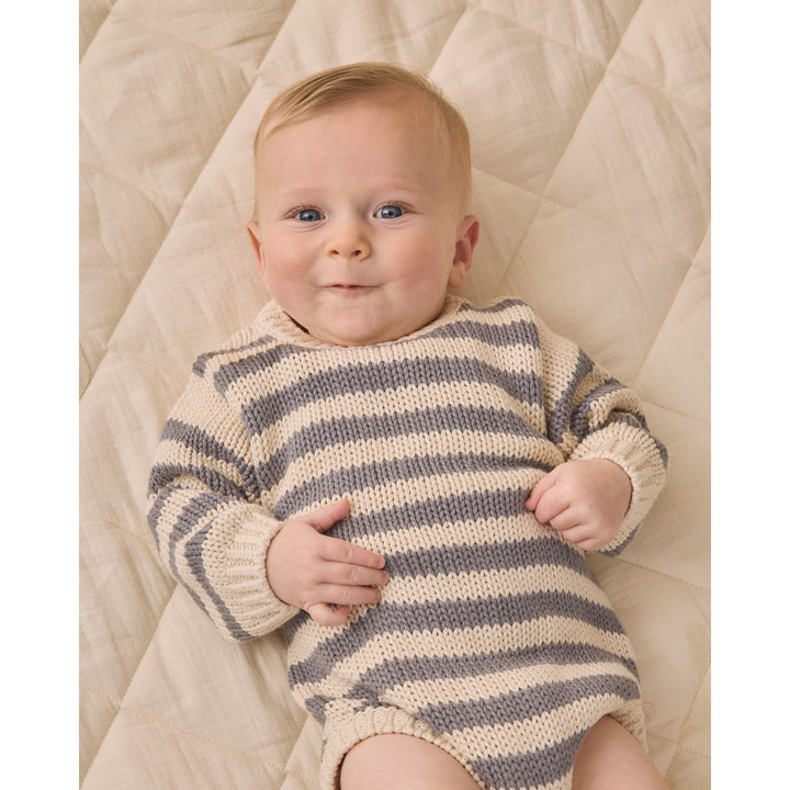 Quincy Mae Rex Romper - Slate Stripe Romper Quincy Mae