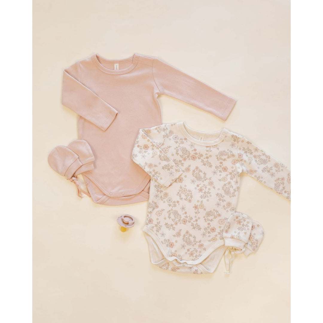 Quincy Mae Jersey Bodysuit 2 pack - Floral Vine &amp; Dusty Rose Bodysuit Quincy Mae