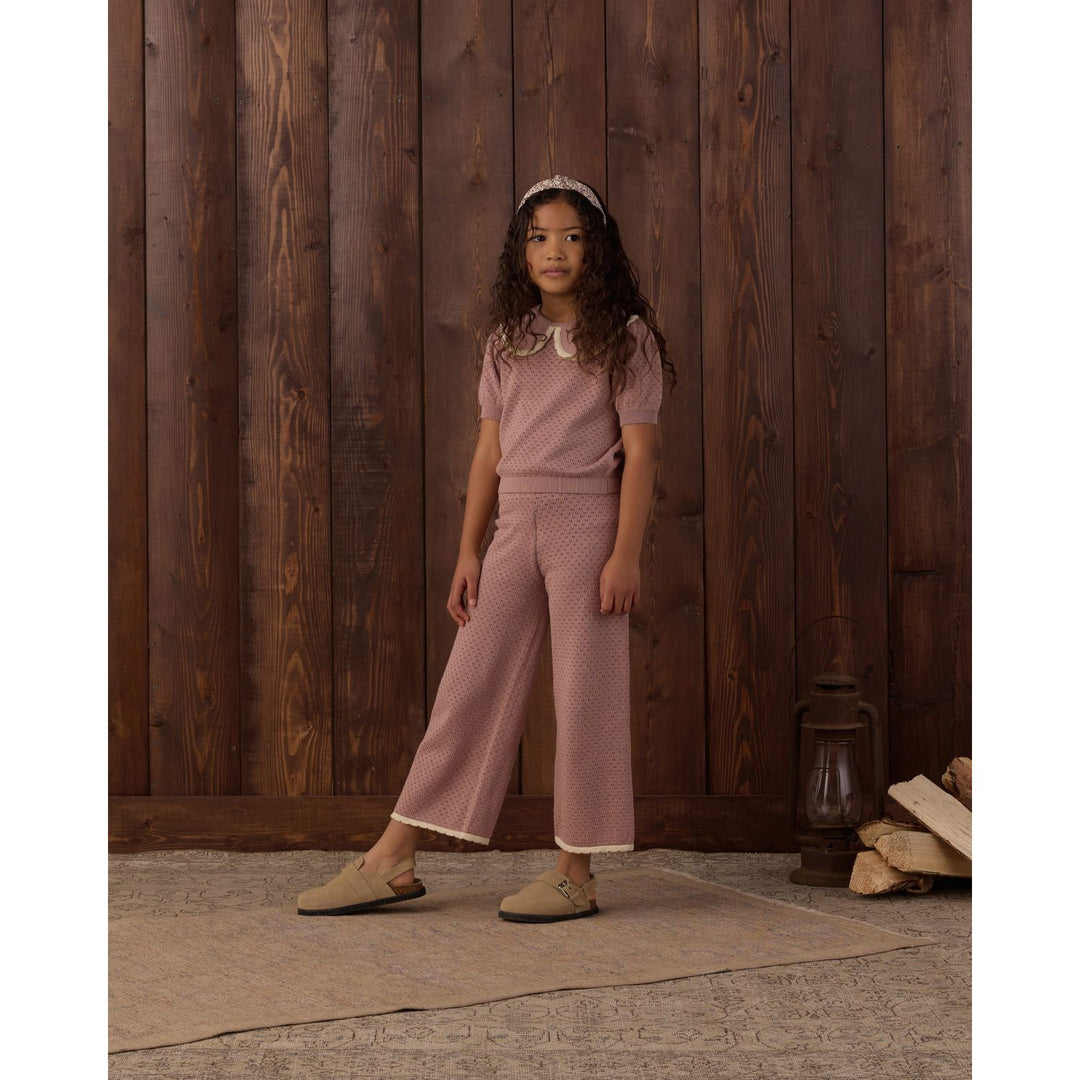 Rylee + Cru Pointelle Knit Pant Rosewood Pants Rylee + Cru