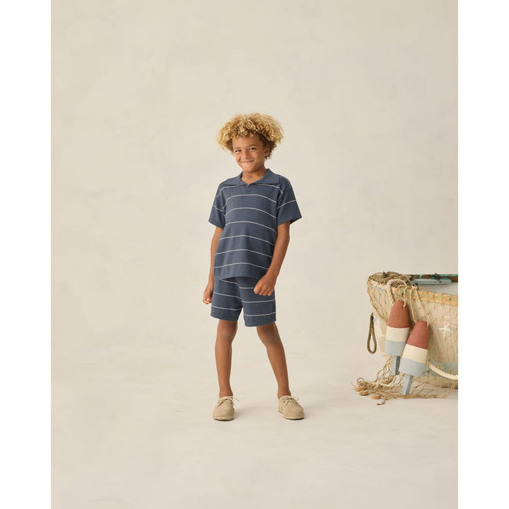 Rylee + Cru Chandler Knit Polo - Navy Stripe Tops &amp; Bottoms Rylee + Cru