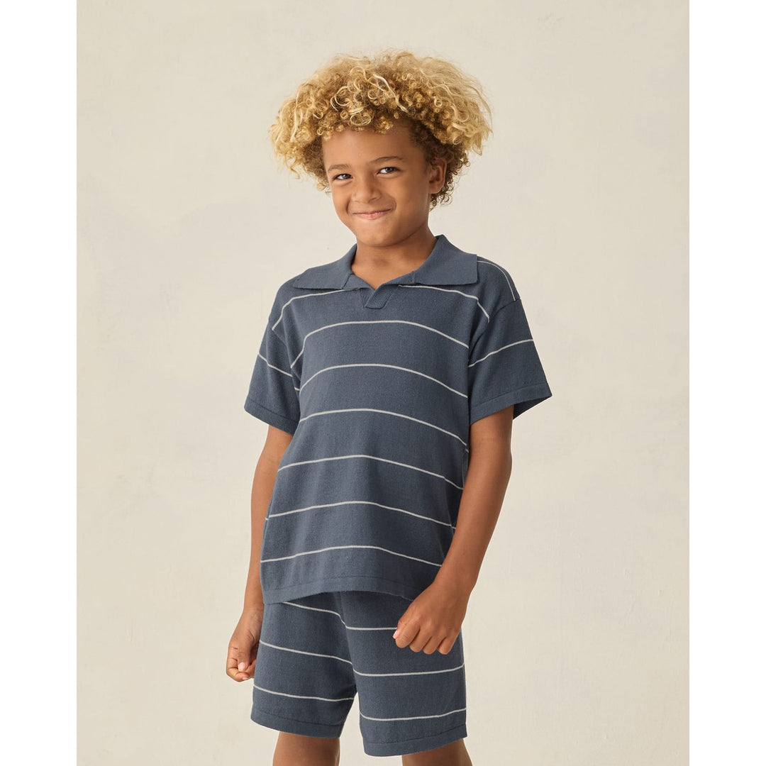 Rylee + Cru Chandler Knit Polo - Navy Stripe Tops &amp; Bottoms Rylee + Cru