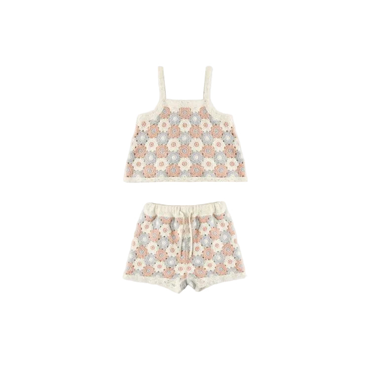 Rylee + Cru Lili Knit Set- Blue, Light Pink, Ivory Knit Set Rylee + Cru