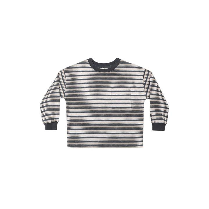 Rylee + Cru Relaxed Long Sleeve Tee Blue Stripe Tops Rylee + Cru