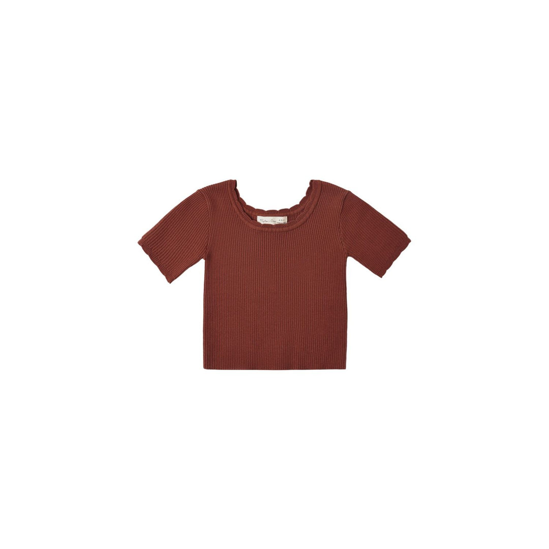 Rylee + Cru Scallop Tee Brick Tops & Bottoms Rylee + Cru