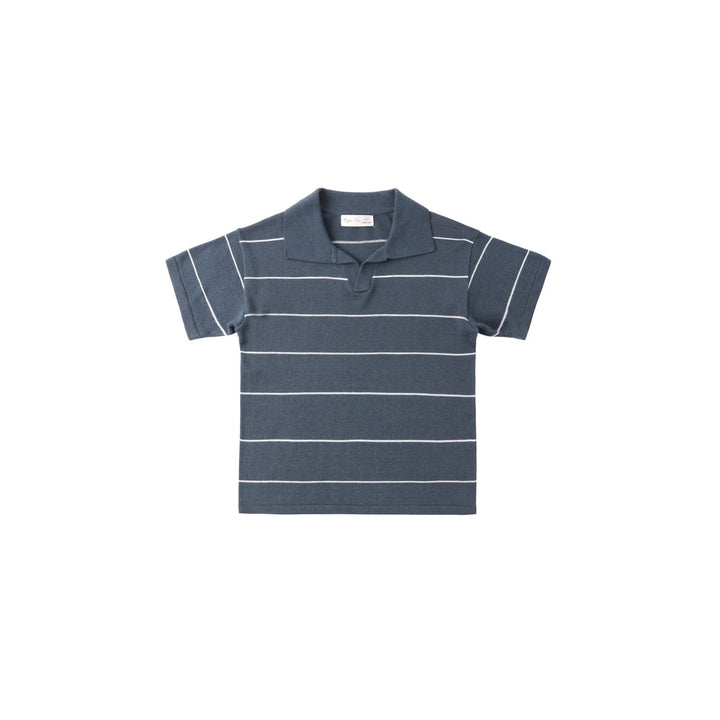 Rylee + Cru Chandler Knit Polo - Navy Stripe Tops &amp; Bottoms Rylee + Cru