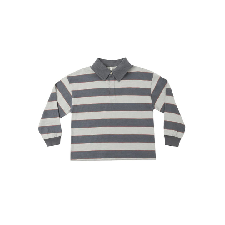 Rylee + Cru Rugby Polo Sage Stripe Tops Rylee + Cru