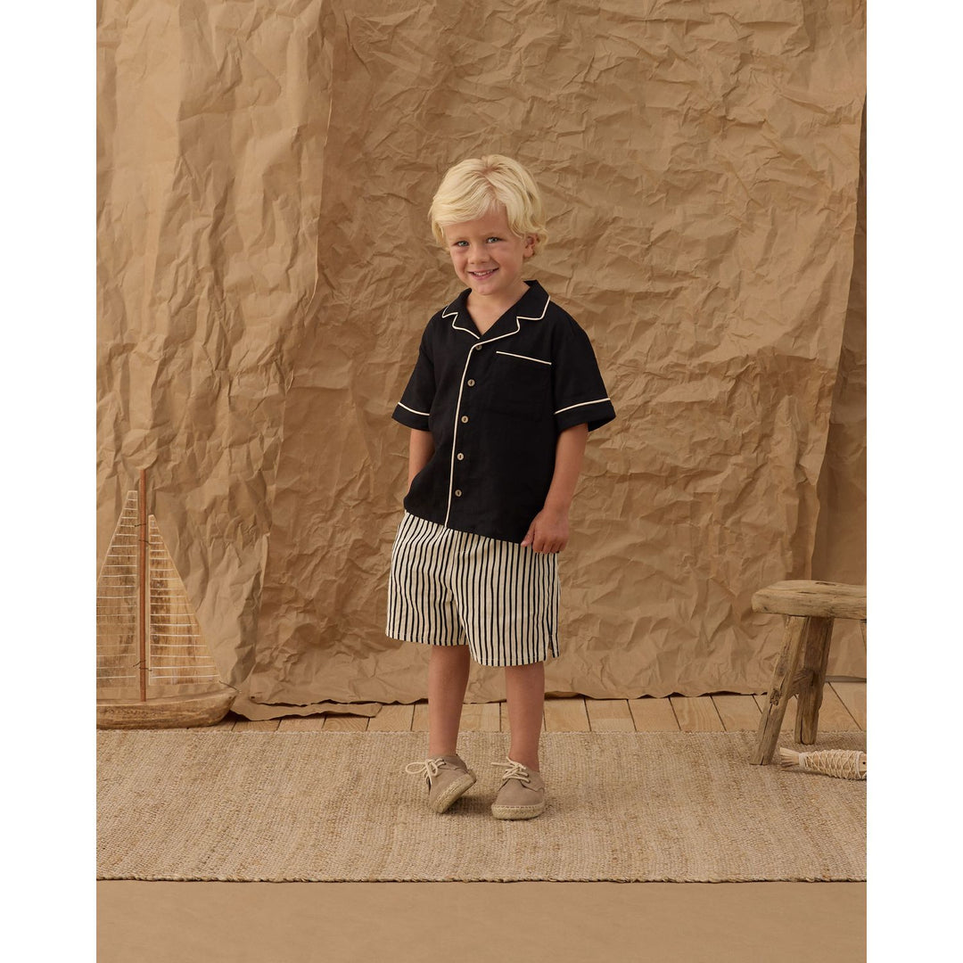 Rylee + Cru Lapel Collared Shirt - Black Tops &amp; Bottoms Rylee + Cru
