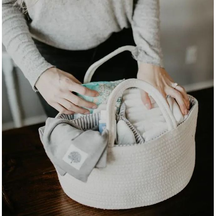 Parker Baby Company Rope Diaper Caddy - White Accessories &amp; Laundry Parker Baby Co