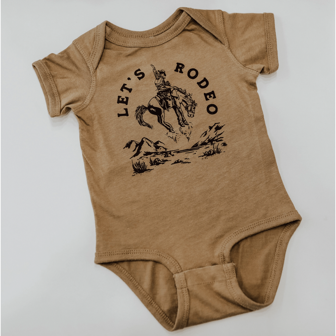 The Montana Scene- Let's Rodeo Onesie, Coyote Brown Onesie The Montana Scene 6 Months