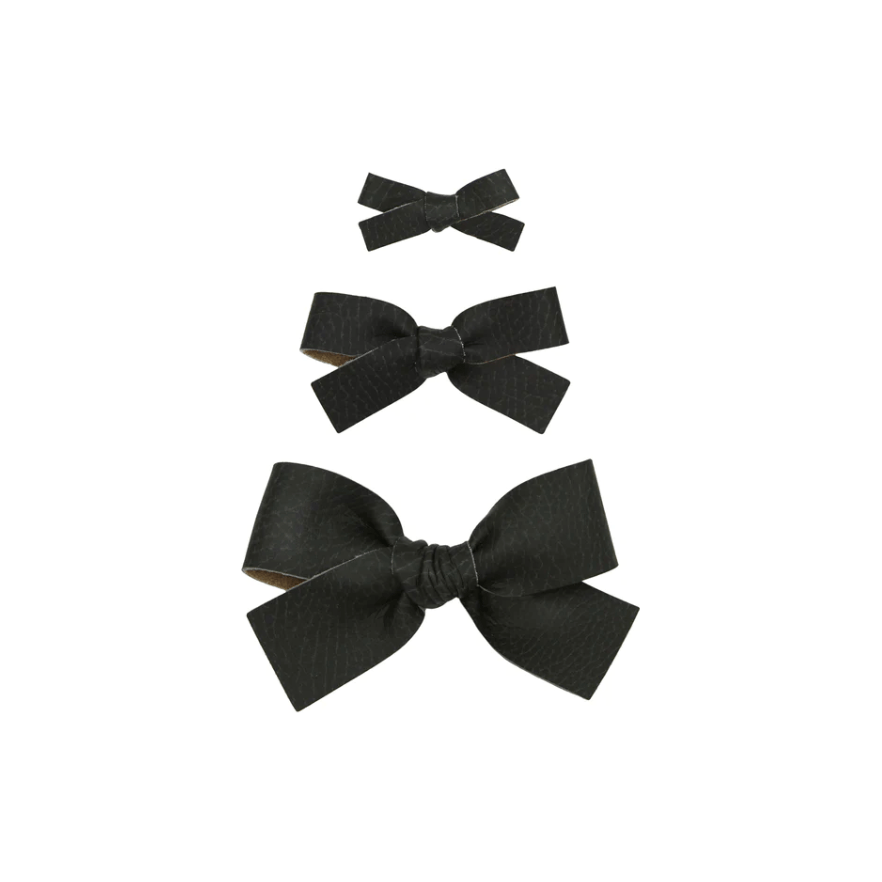 Lou Lou &amp; Company Leather Bow Clip- Single Medium Headband Lou Lou &amp; Company Raven  
