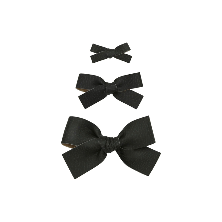 Lou Lou &amp; Company Leather Bow Clip- Single Medium Headband Lou Lou &amp; Company Raven  