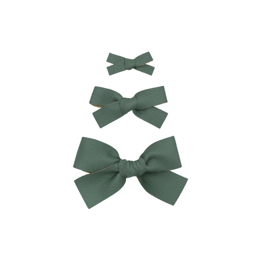 Lou Lou &amp; Company Leather Bow Clip- Single Medium Headband Lou Lou &amp; Company Jade  