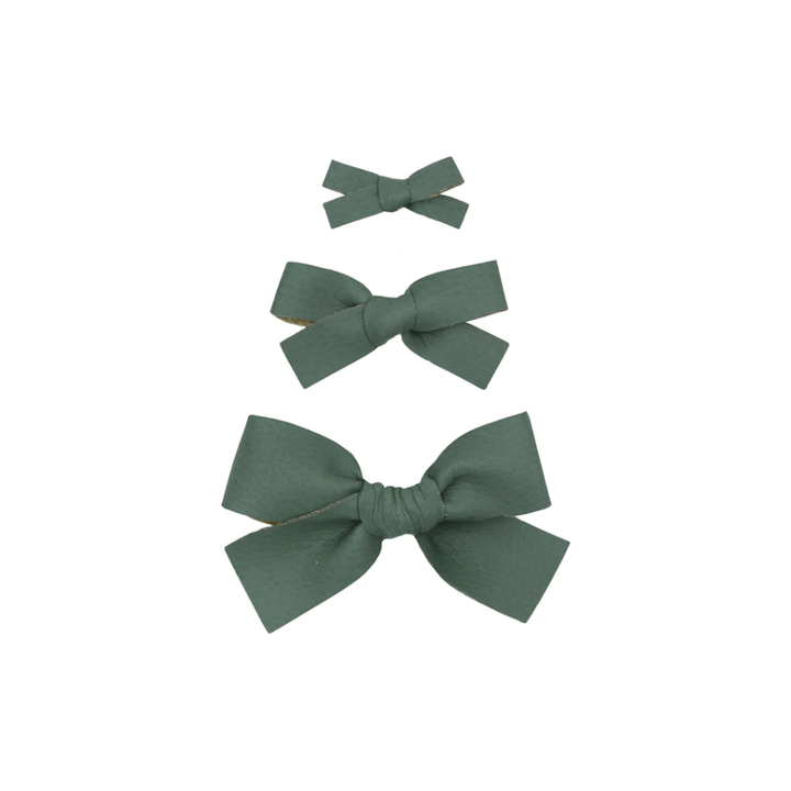 Lou Lou &amp; Company Leather Bow Clip- Single Medium Headband Lou Lou &amp; Company Jade  