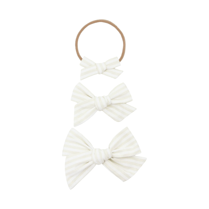 Lou Lou &amp; Company Bow Headband Headband Lou Lou &amp; Company Cotton Ivory Stripe  