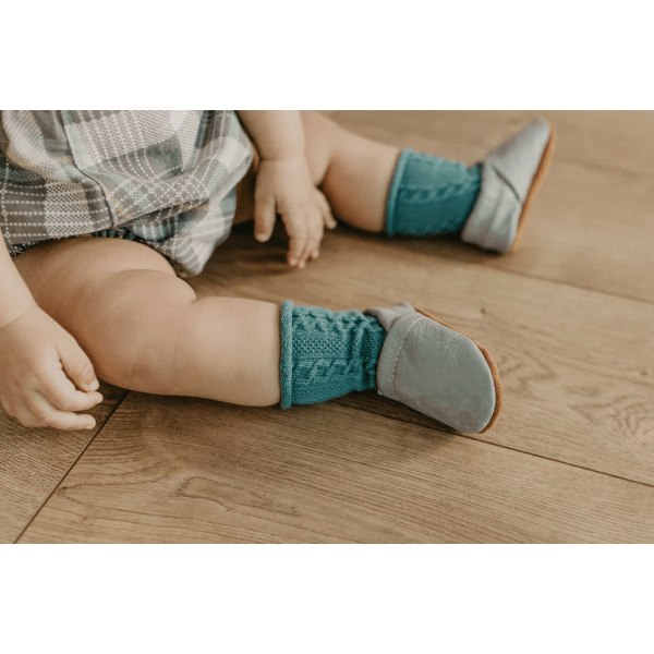 Starry Knight Spring Leather Moccasin Baby Booties- Tea Green Baby &amp; Toddler Shoes Starry Knight Designs