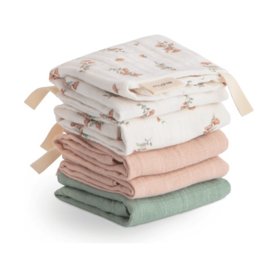 Mushie Muslin Cotton Washcloth- 5 Pack Bath Time Mushie