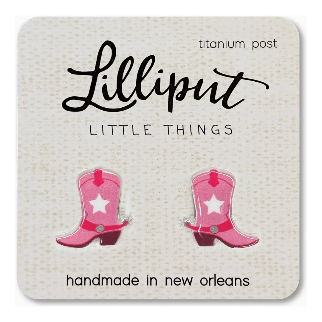 Lilliput Little Things Pink Cowgirl Boot Earrings Apparel Accessories Lilliput Little Things   