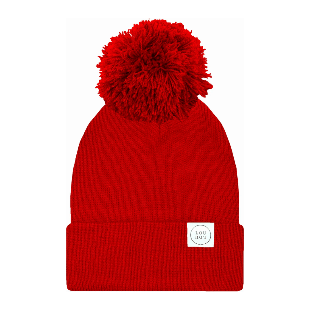 Lou Lou &amp; Company Beanie With Pom Toddler 6mo-4yrs hat Lou Lou &amp; Company Cherry Red