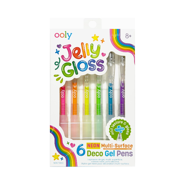 Ooly Jelly Gloss Neon Multi-Surface Deco Gel Pens - Set of 6 Pens Ooly
