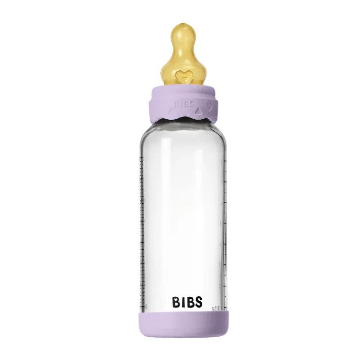 BIBS Baby Glass Bottle Boheme Set 8oz Latex Glass Bottle BIBS USA Violet Sky