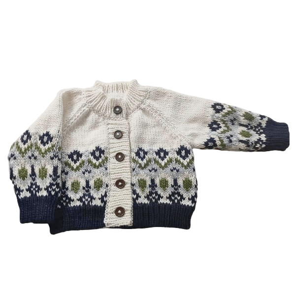 Blueberry Hill Fairisle Knit Cardigan- Navy Sweater The Blueberry Hill