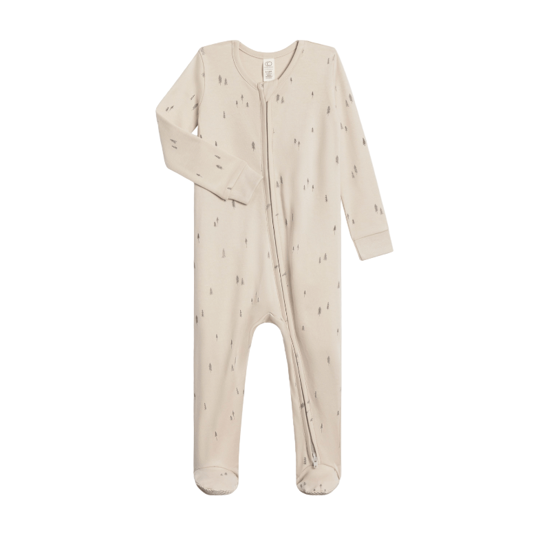 Colored Organics Peyton Zipper Sleeper - Aspen Collection - Trees, Stone &amp; Graphite Footie Colored Organics Newborn