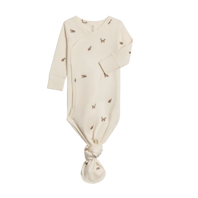 Colored Organics Indy Kimono Gown-Aspen Collection - Fox, Cranberry & Taupe Gown Colored Organics Newborn