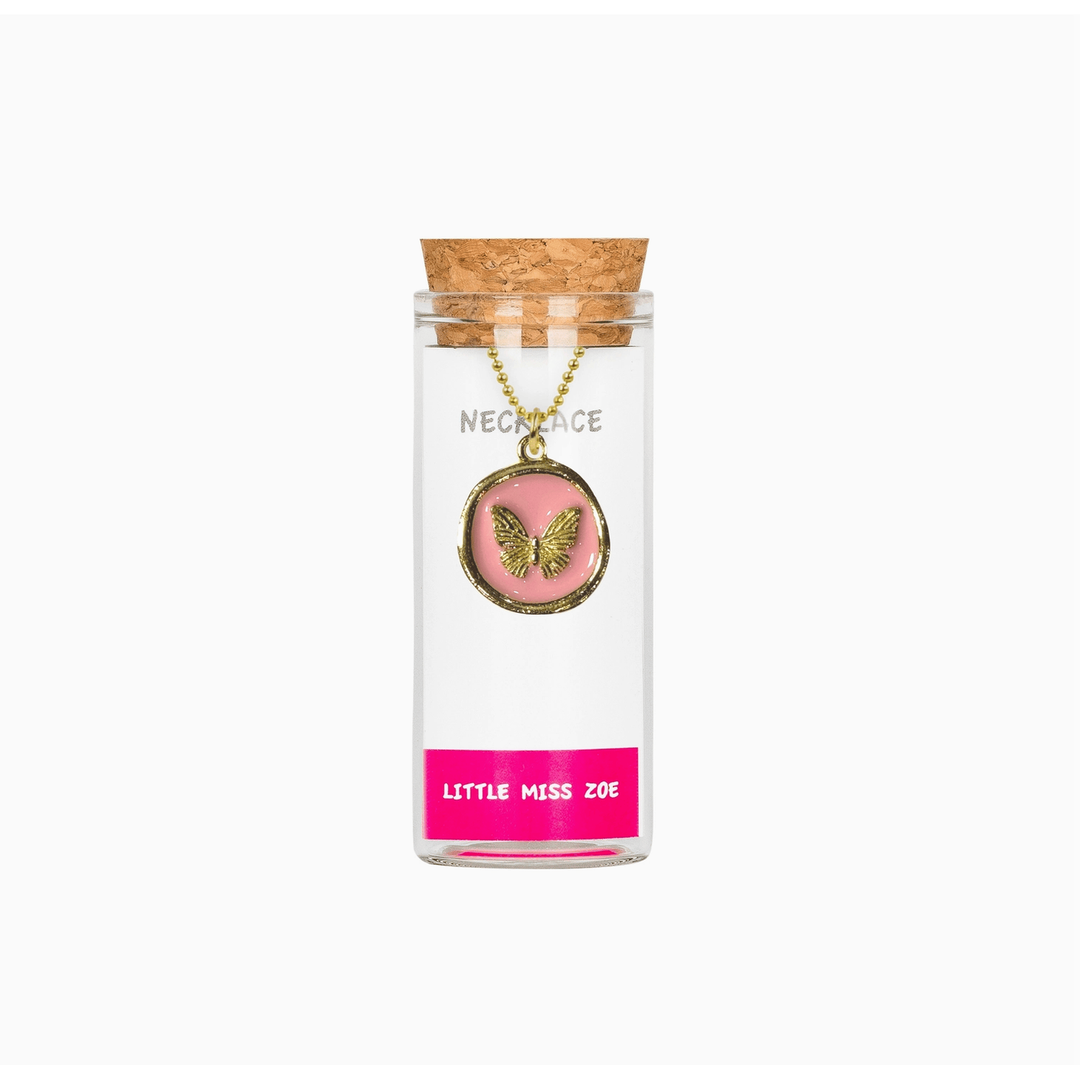 Little Miss Zoe Kids Charm Necklace- Round Butterfly Apparel Accessories Little Miss Zoe
