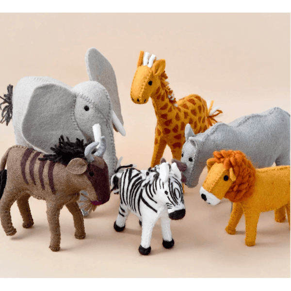 Tara Treasures Felt Safari Animals Toys- Set of 6 Felt Toy Tara Treasures