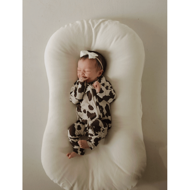 Forever French Bamboo Zip Pajamas - Moo! Romper Forever French Baby Newborn