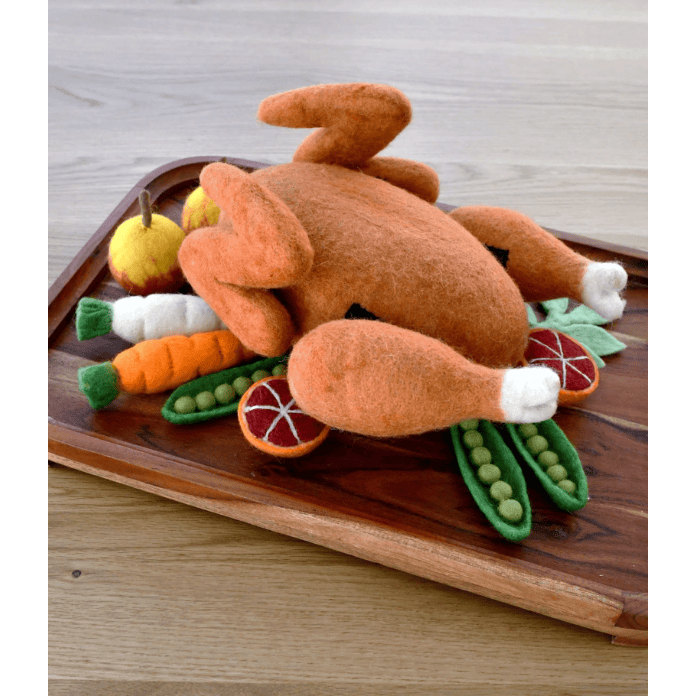 Tara Treasures Felt Roast Turkey Play Food Set Felt Toy Tara Treasures