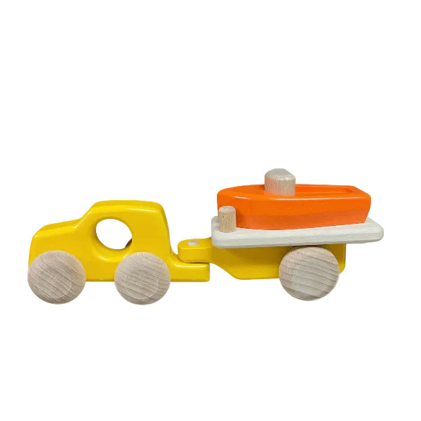 Bajo Car W/Boat- Yellow &amp; Orange Vehicles Bajo