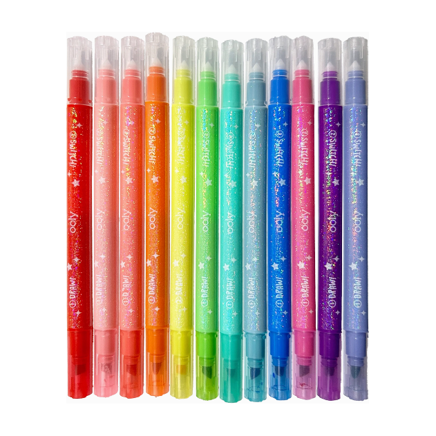 Ooly Switch-Eroo Sparkle Glittery Color Changing Markers- 12 Pc Markers Ooly