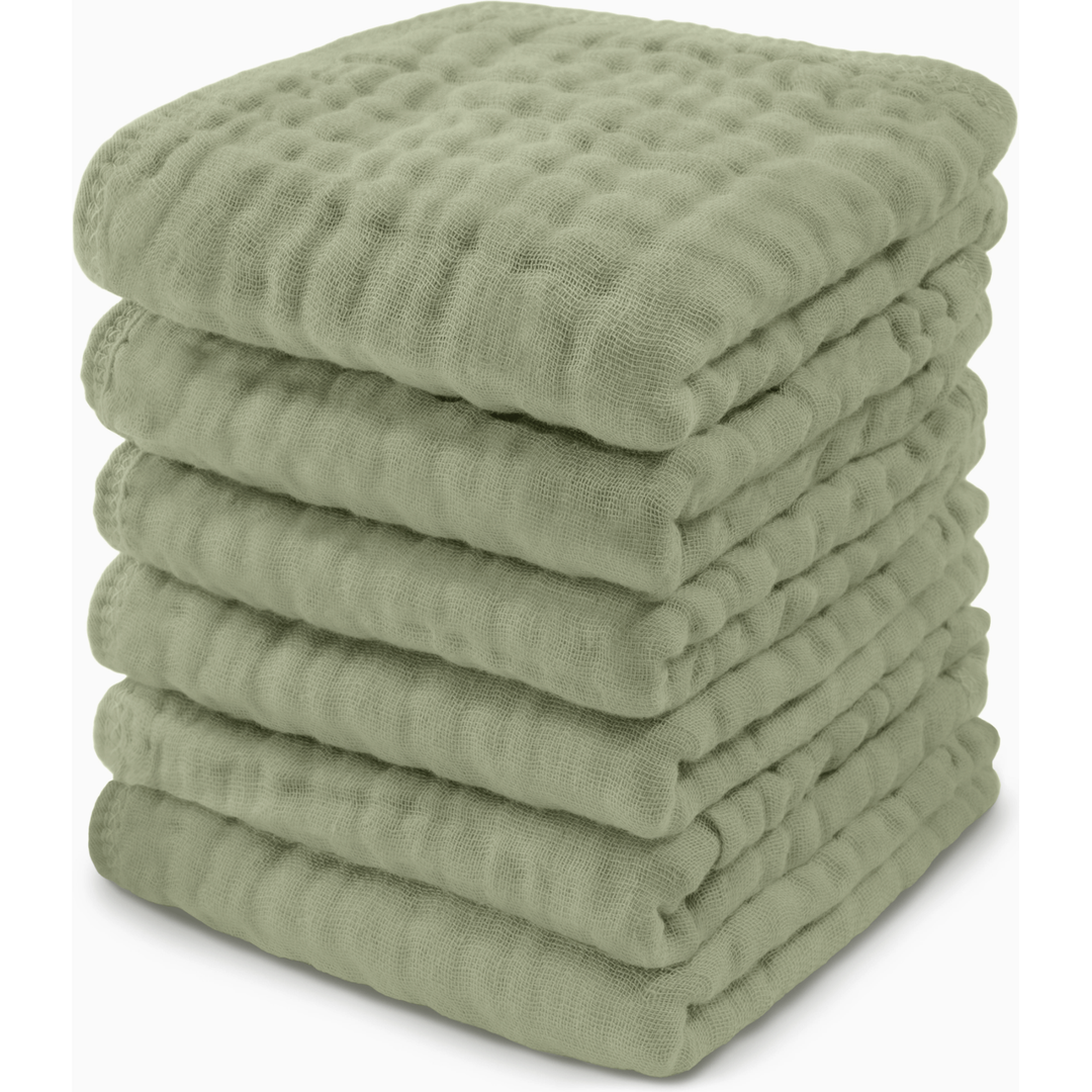 Comfycubs 100% Muslin Cotton Baby Washcloths Washcloths Comfycubs Sage